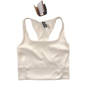 The North Face Womens EA Knit Tank Gardenia White Ribbed Crop Top NF0A5GKR XS